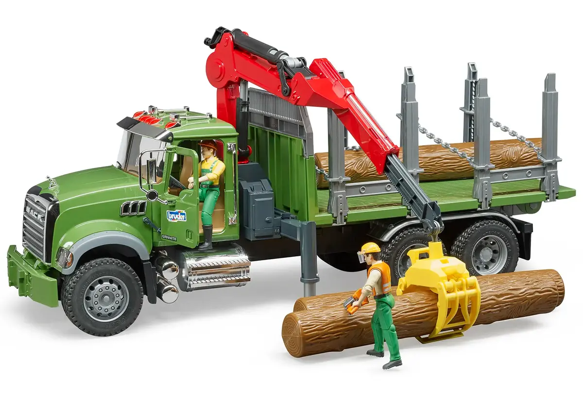 Bruder Mack Granite Timber Truck With 3 Trunks 1