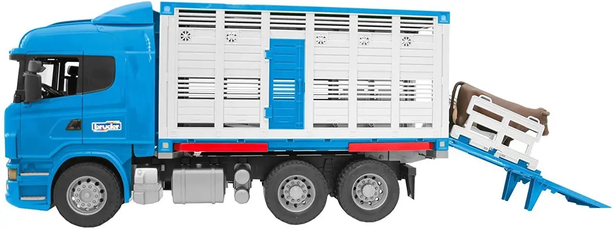 Bruder 03549 Bworld Scania R-Series Livestock Transporter With One Cow 1