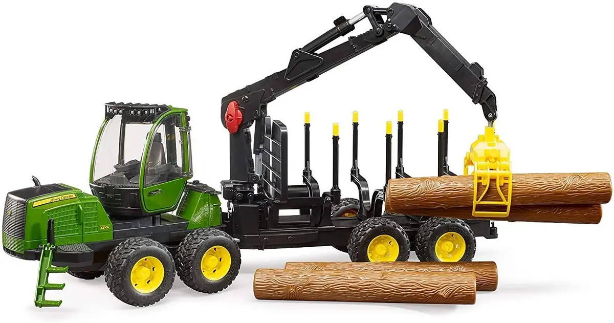 Bruder John Deere 1210E Forwarder With 4 Trunks And Log Grapple 1