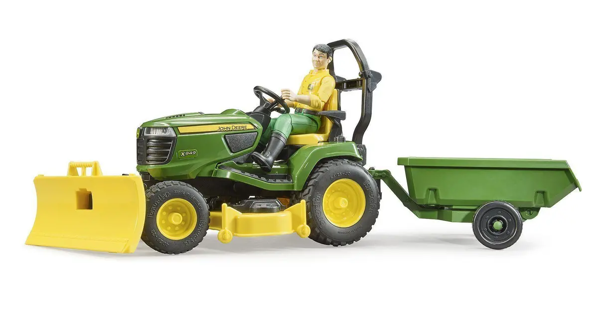 Bruder John Deere X949 Lawn Tractor With Trailer 1