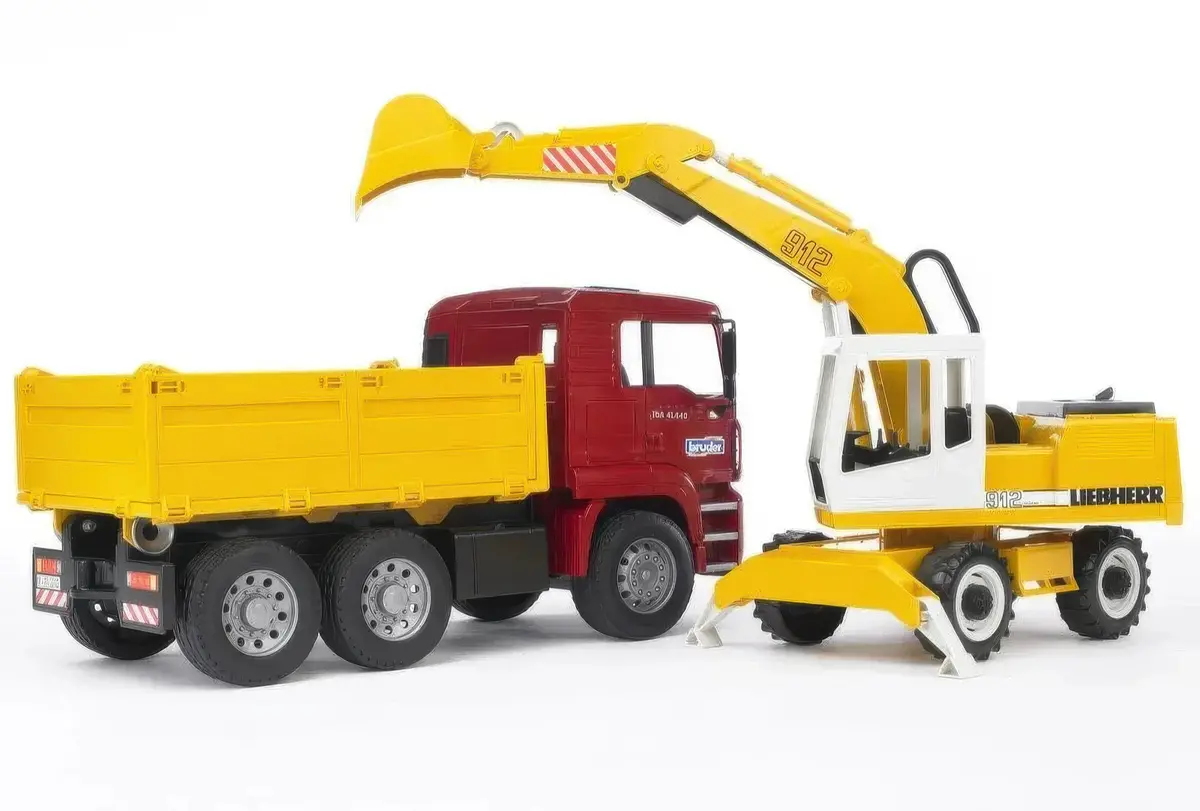 Bruder Man Tga Truck And Liebherr Excavator 2