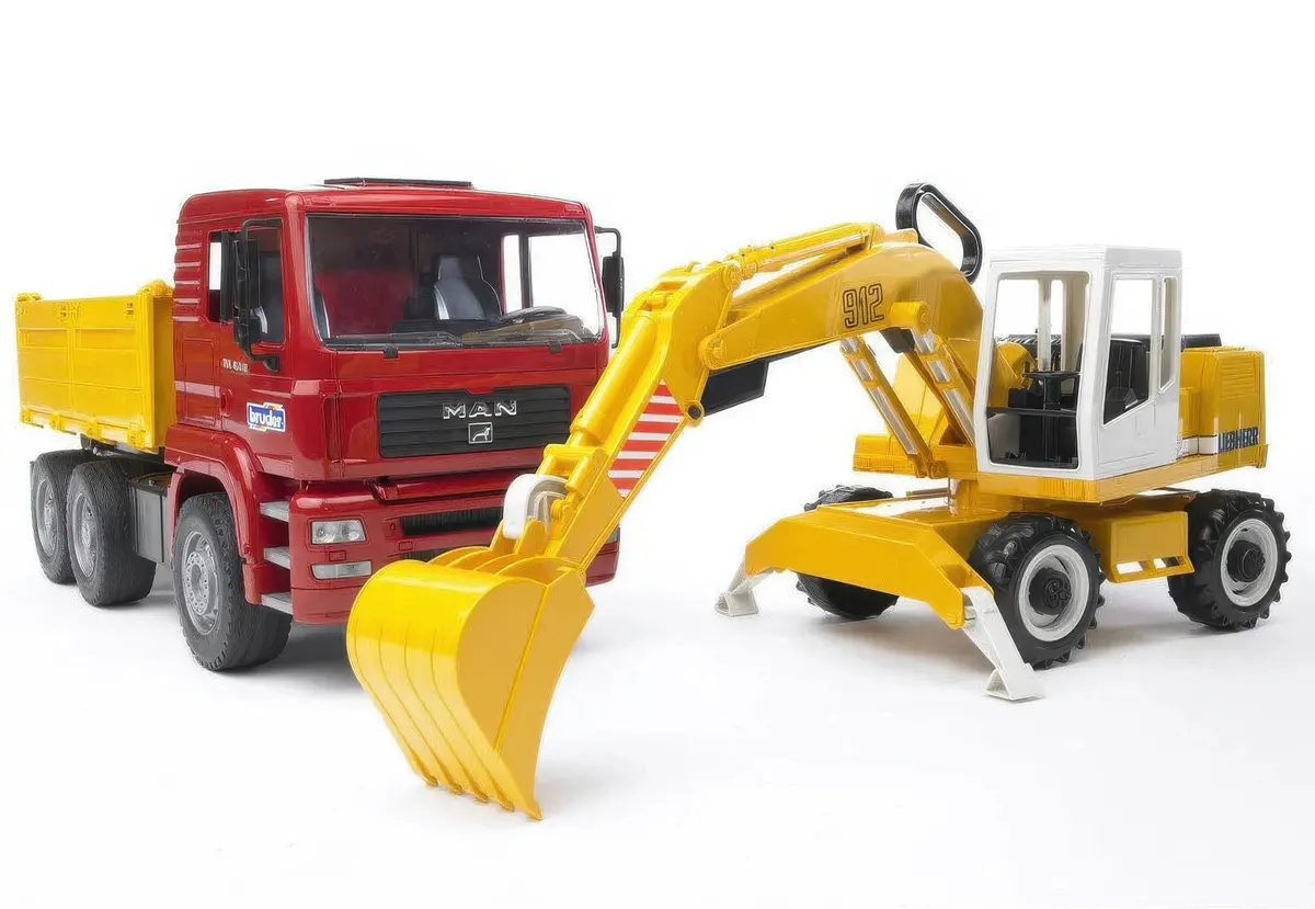 Bruder Man Tga Truck And Liebherr Excavator 1