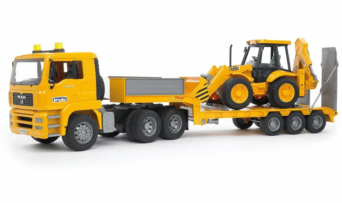 Bruder Man Tga Low Loader Truck With Jcb Backhoe Loader 1