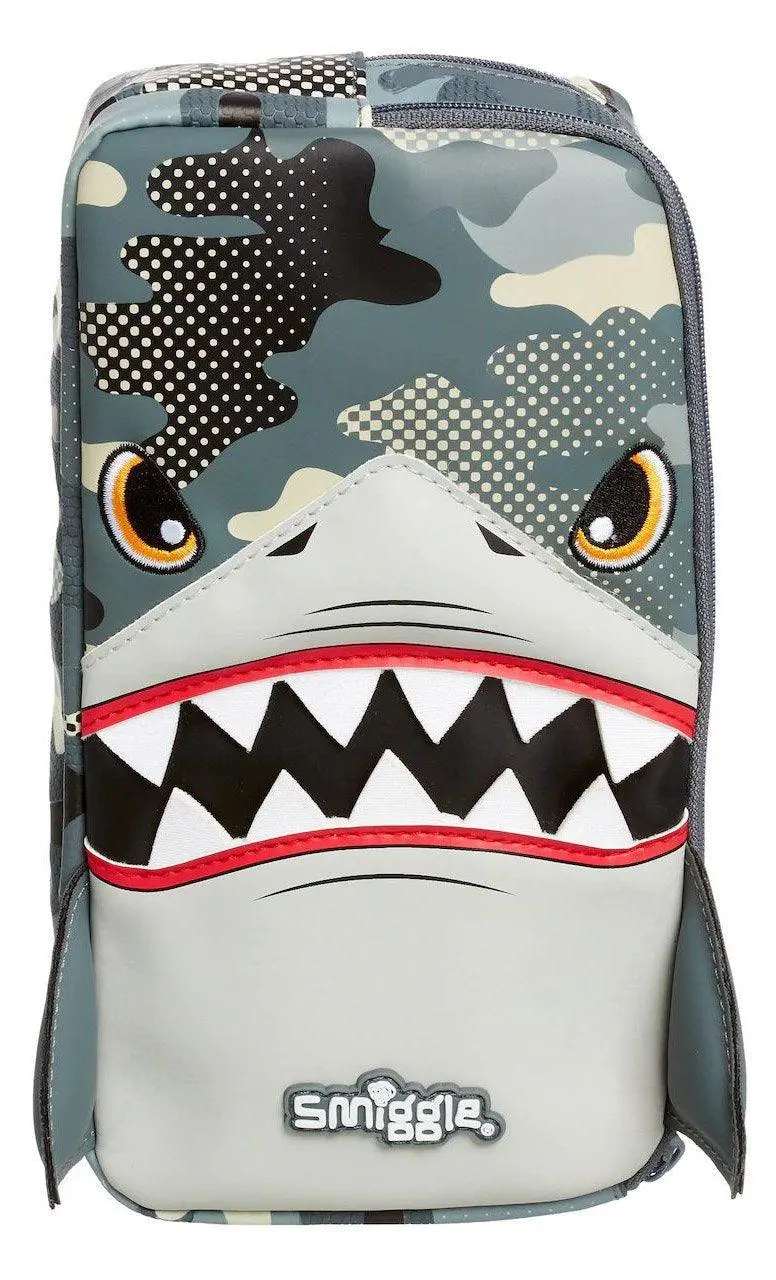 Smiggle Budz Character Two Pocket Pencil Case - Grey Shark 1