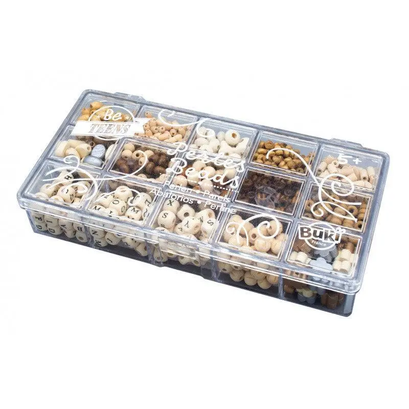 Buki France Box Of Wooden Beads – Natural 1