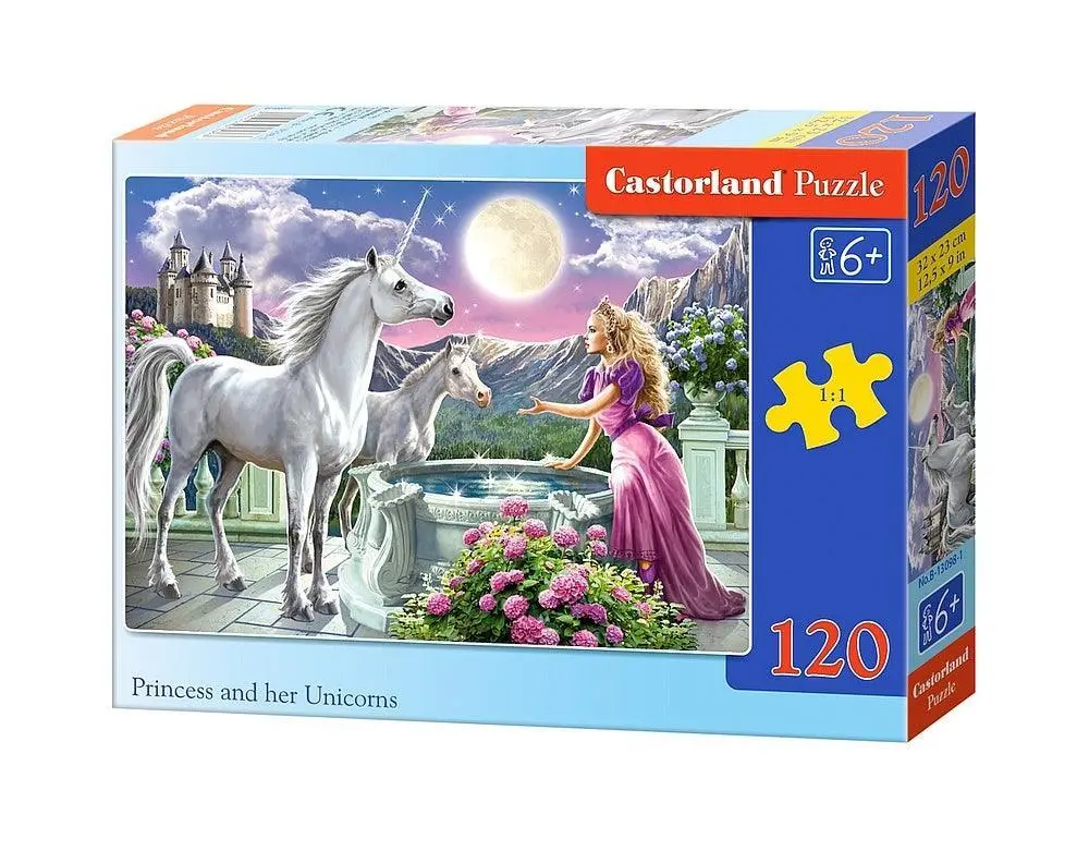 Castorland 120 Piece Jigsaw Puzzle - Princess And Her Unicorns 1