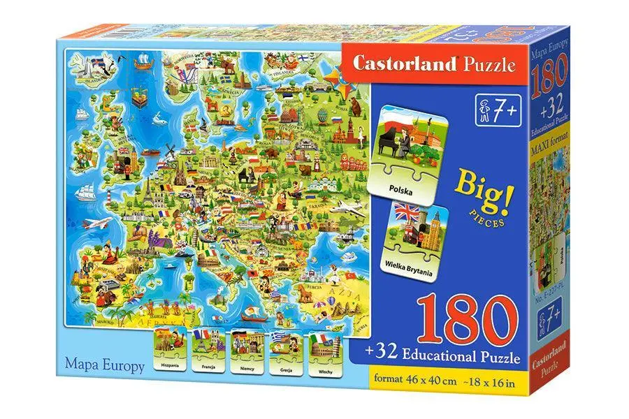 Castorland 180 Piece Educational Jigsaw Puzzle - Map Of Europe 1