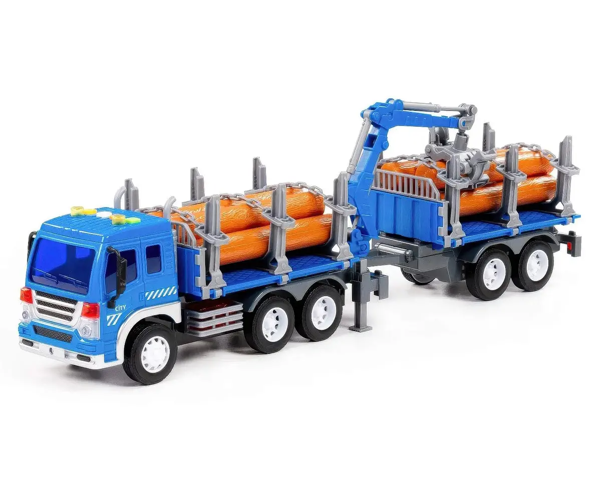 City Timber Truck With Trailer And Crane 1
