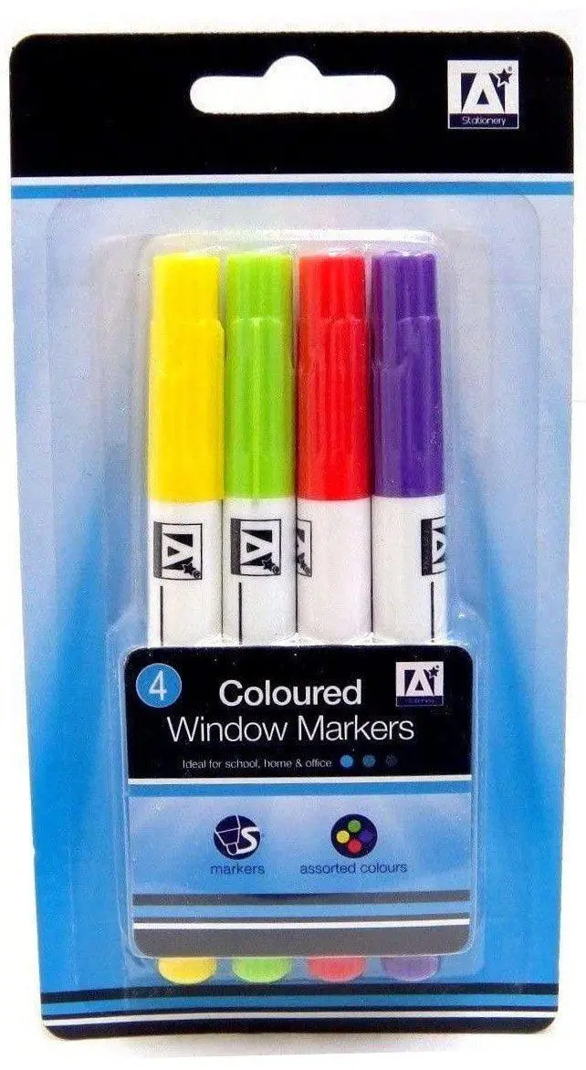 Coloured Window Marker Pens For Glass - 4 Pack 1