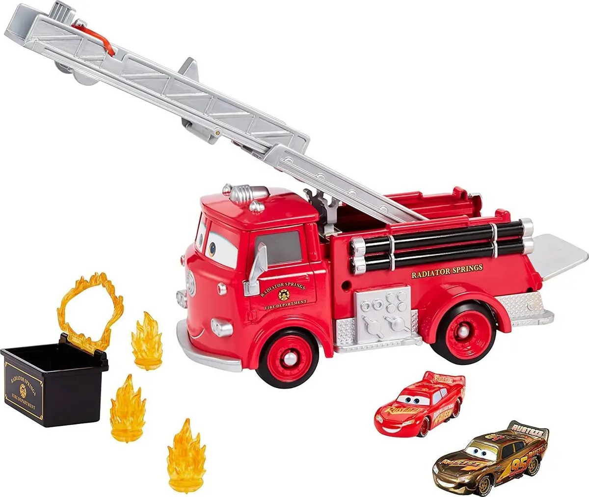 Disney Cars Mcqueen Toys Stunt & Splash Red Firetruck 1