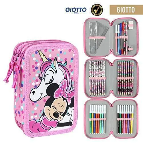 Disney Minnie Mouse Giotto Triple Pencil Case, 42 Piece Set 1