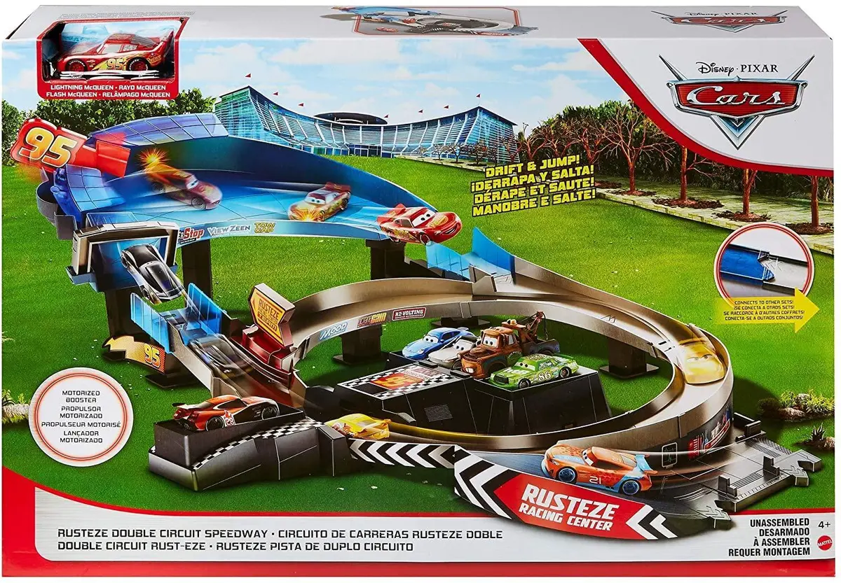 Disney Pixar Cars Mcqueen Rusteze Double Circuit Speedway 1