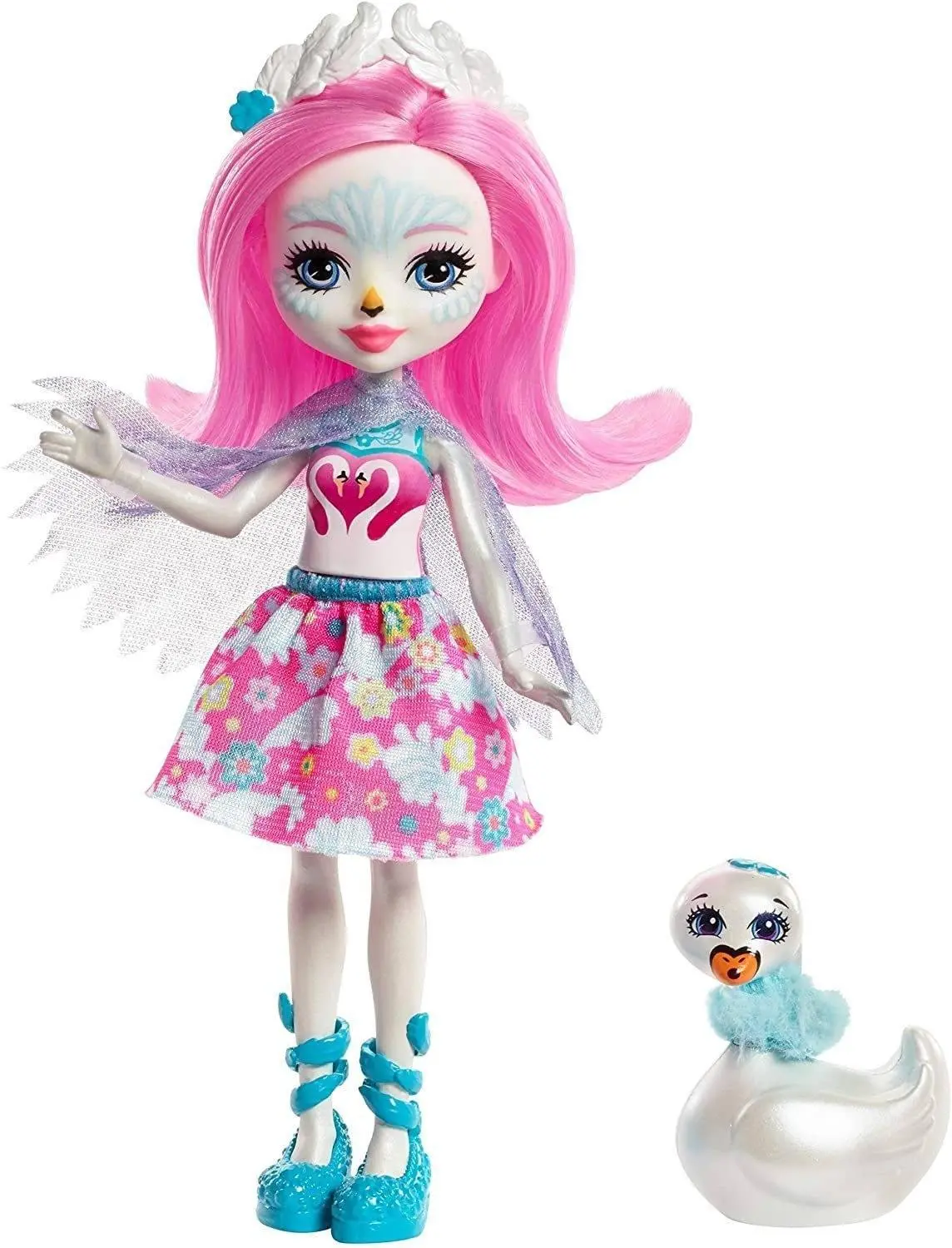 Enchantimals Frh38 Saffi Swan Doll And Poise Figure Dolls 1
