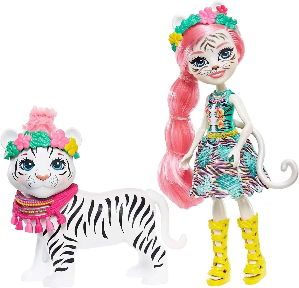 Enchantimals Gfn57 Tadley Doll (6-In) & Kitty White Tiger Animal Figure Dolls 1
