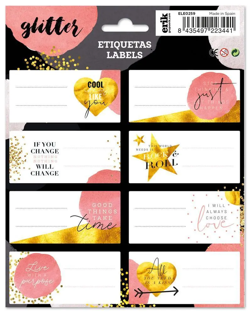 Erik Grupo Ele0259 Self-Adhesive Labels, Glitter Gold Dreams 1