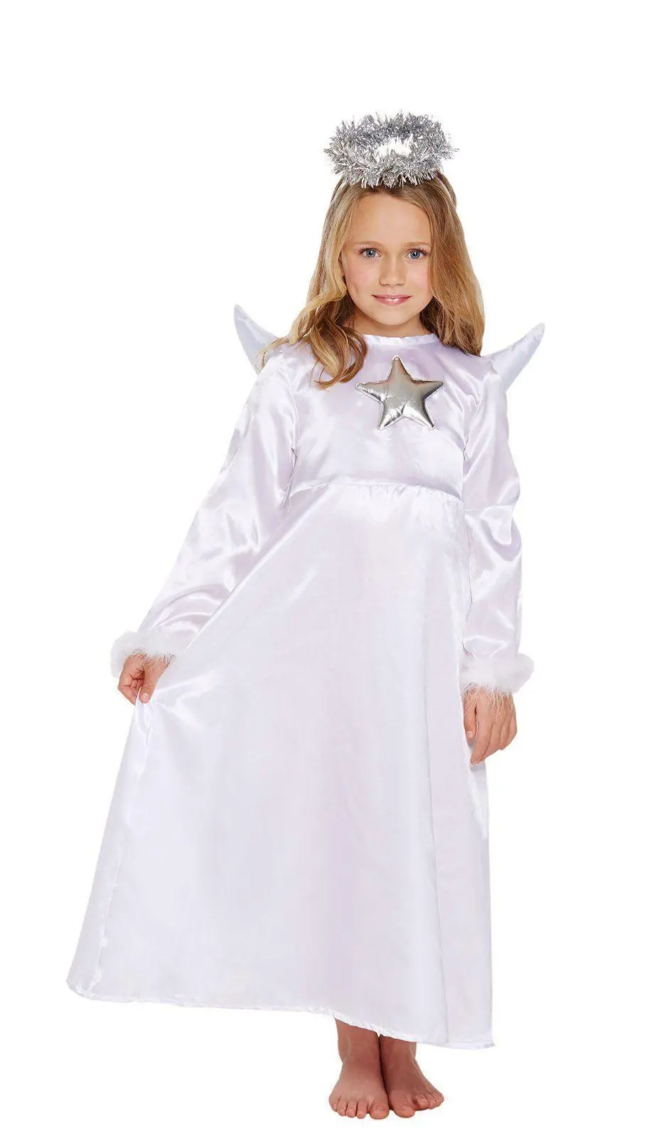 Fancy Dress Child Angel Costume With Fur - Size Medium 1