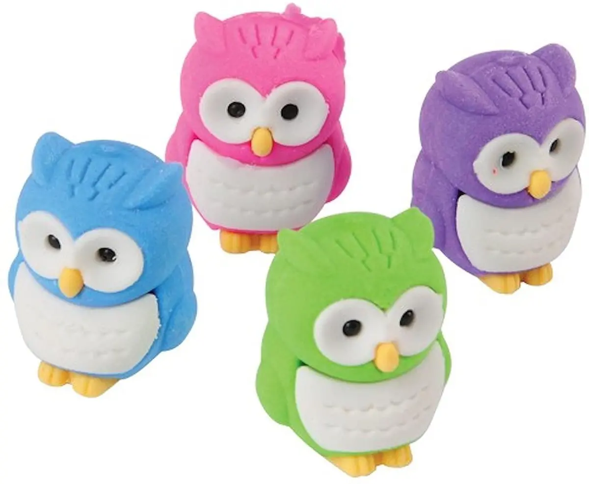 Fun Stationery Owl Eraser - Assorted Colours 1