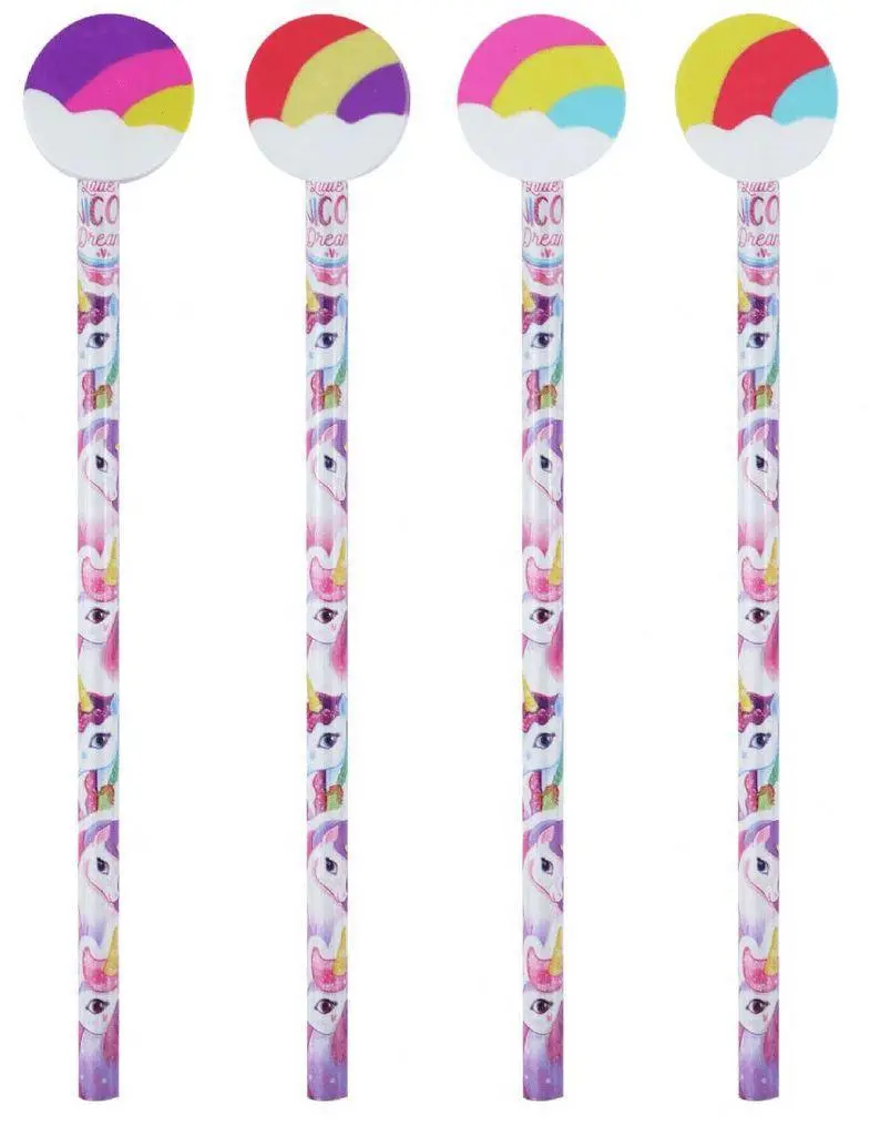 Fun Stationery Unicorn Pencil With Eraser Top - Assorted 1