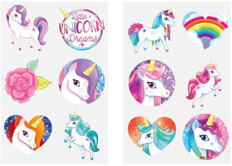 Fun Tattoos Mini 4Cm Unicorn - 6 Pcs Per Card - Assorted 1