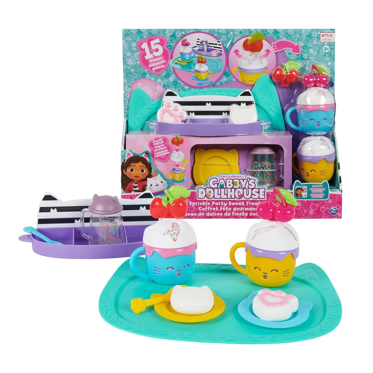 Gabby's Dollhouse Sprinkle Party Service Pretend Playset 1