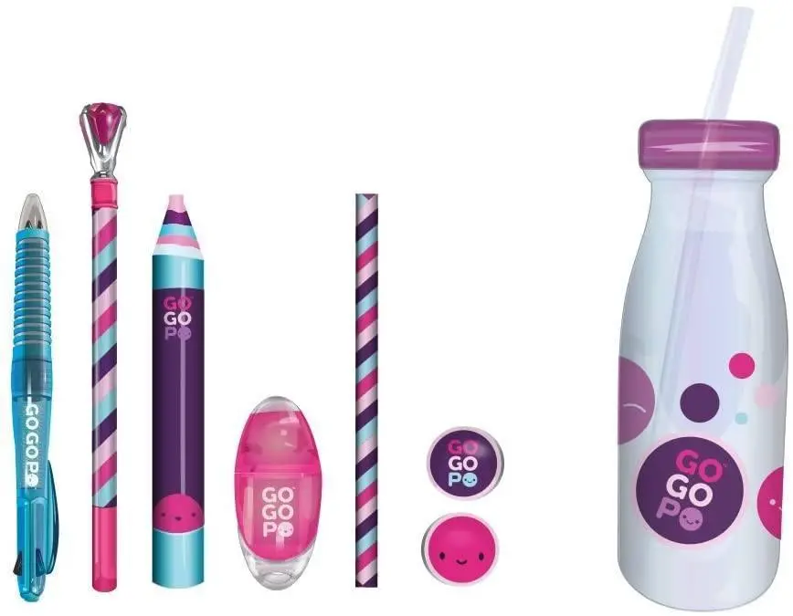 Gogopo Back To School Milk Bottle Stationery Bundle - Pink 1