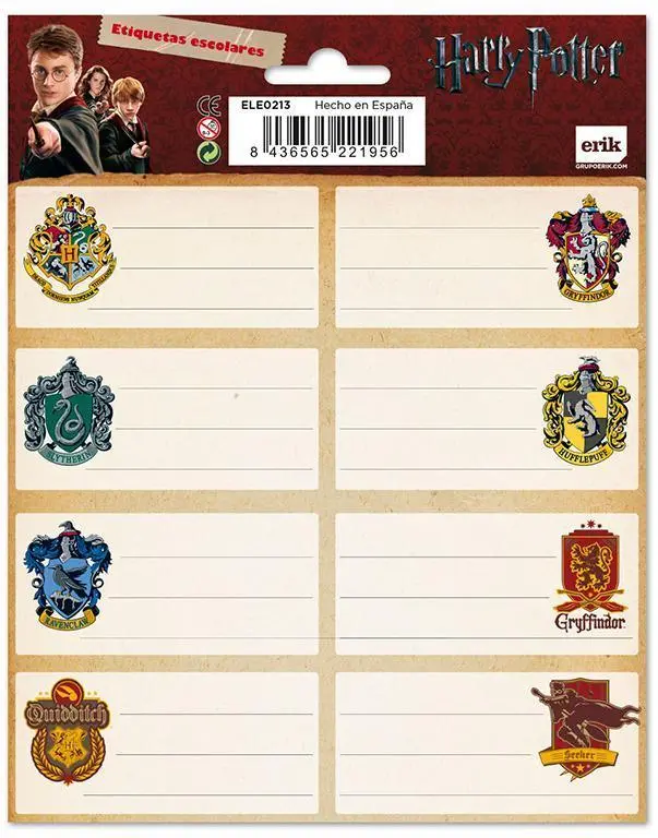 Harry Potter Self-Adhesive Labels - Shields 1