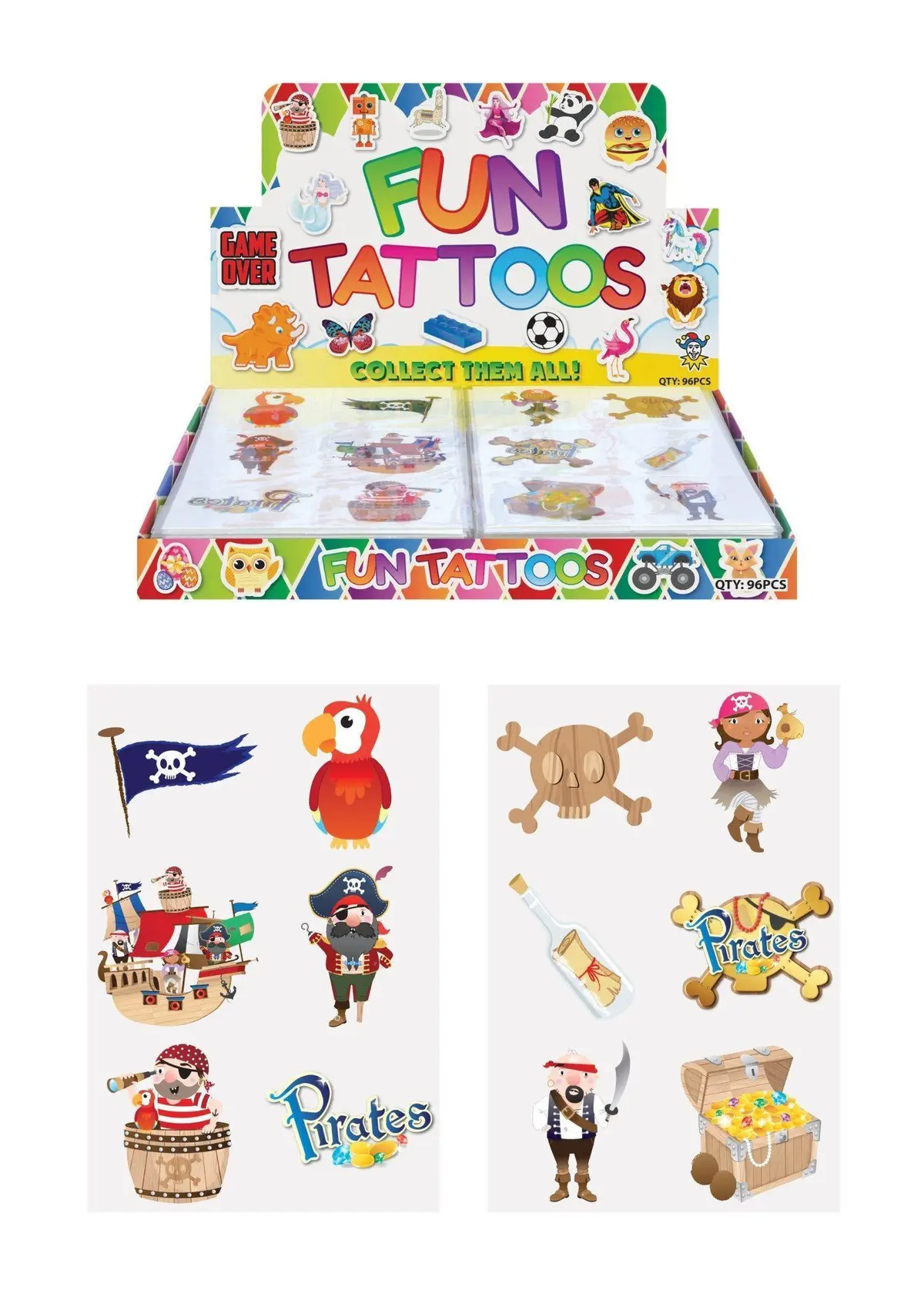 Hendrandt N51051 Mini Pirate Temporary Tattoo Sheets - Assortment 1