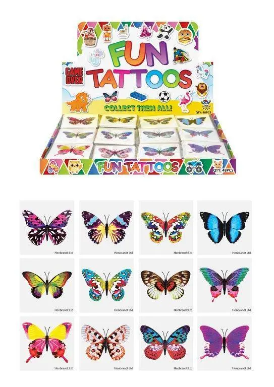 Hendrandt N51411 Mini Butterfly Temporary Tattoo Sheets - Assorted 1
