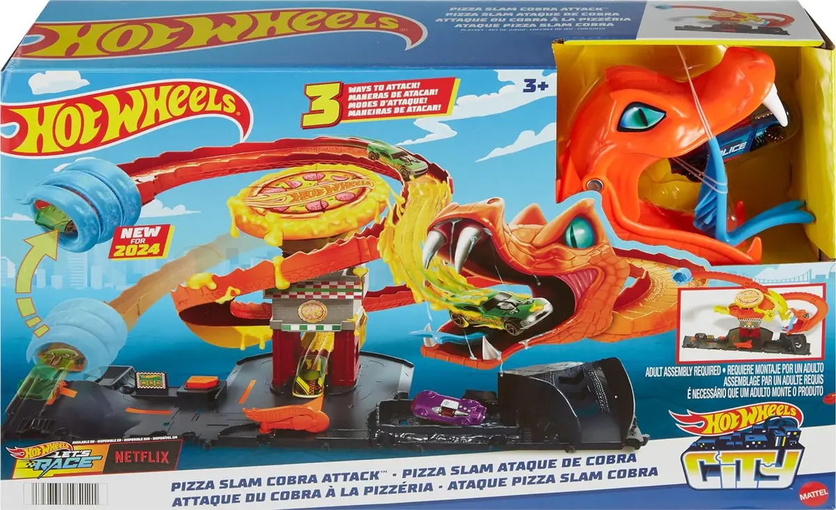Hot Wheels City Pizza Slam Cobra Attack Track Set 1