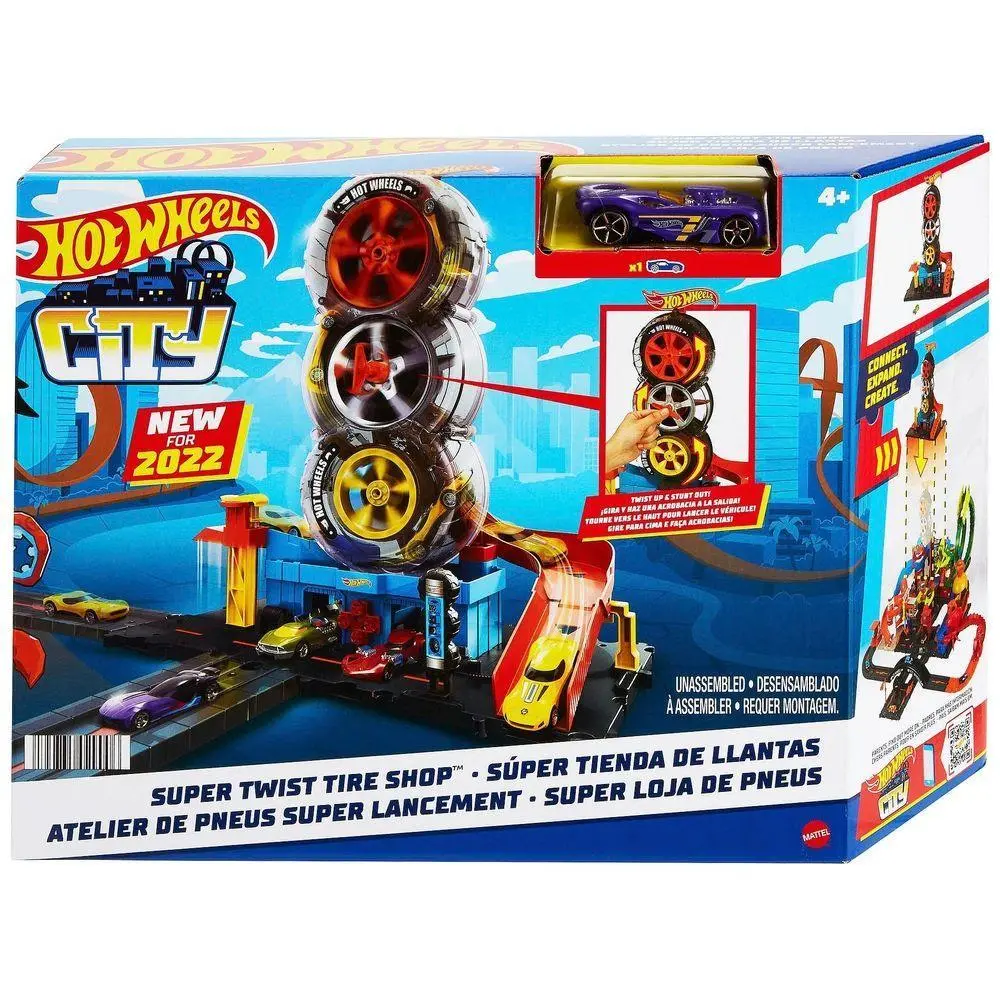 Hot Wheels City Super Twist Tire Shop Playset And Vehicle 1
