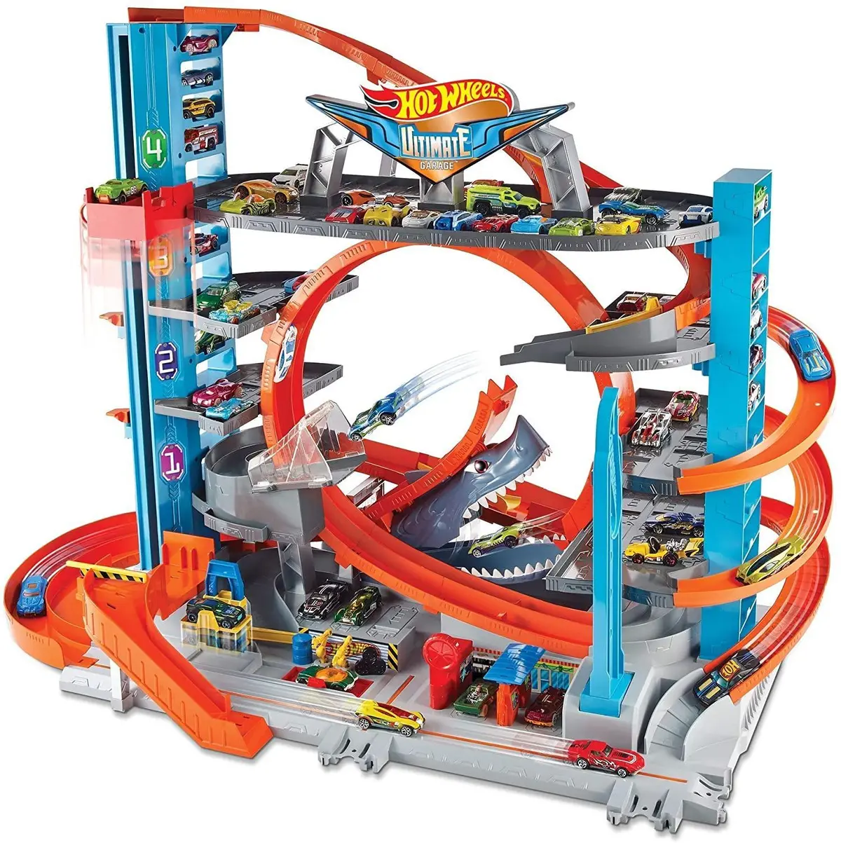 Hot Wheels Ftb69 City Garage With Loops And Shark Playset 1