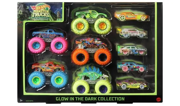 Hot Wheels Glow In The Dark Monster Trucks 10 Pack 1
