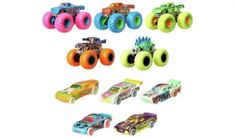 Hot Wheels Glow In The Dark Monster Trucks 10 Pack 2