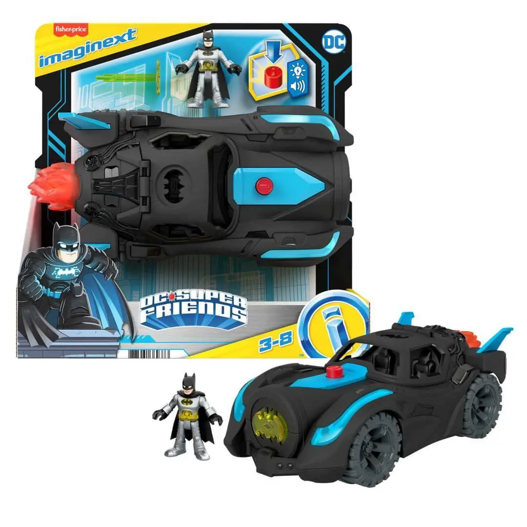 Imaginext Dc Super Friends Lights & Sounds Batmobile And Batman Figure 1