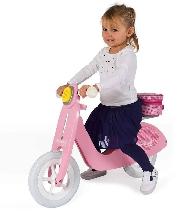 Janod - Mademoiselle Pink Wooden Retro Scooter Balance Bike 1