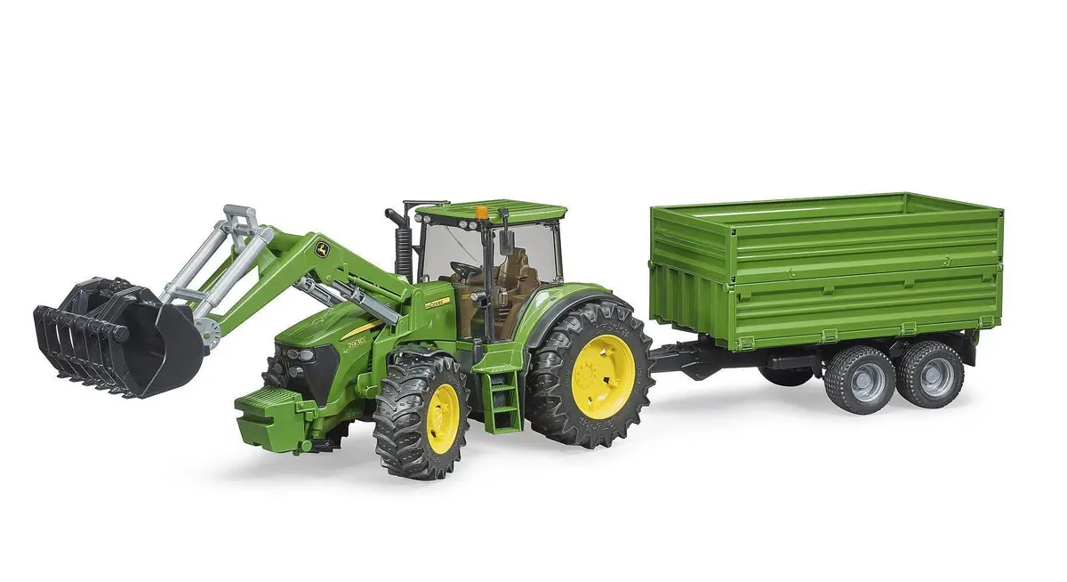 John Deere 7930 With Front Loader And Tandem Axle Transport Trailer 1