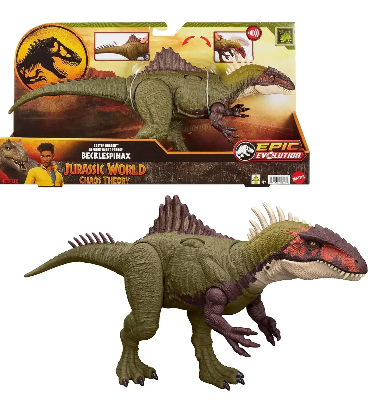 Jurassic World Chaos Theory Battle Roarin' Becklespinax Dinosaur Action Figure 1