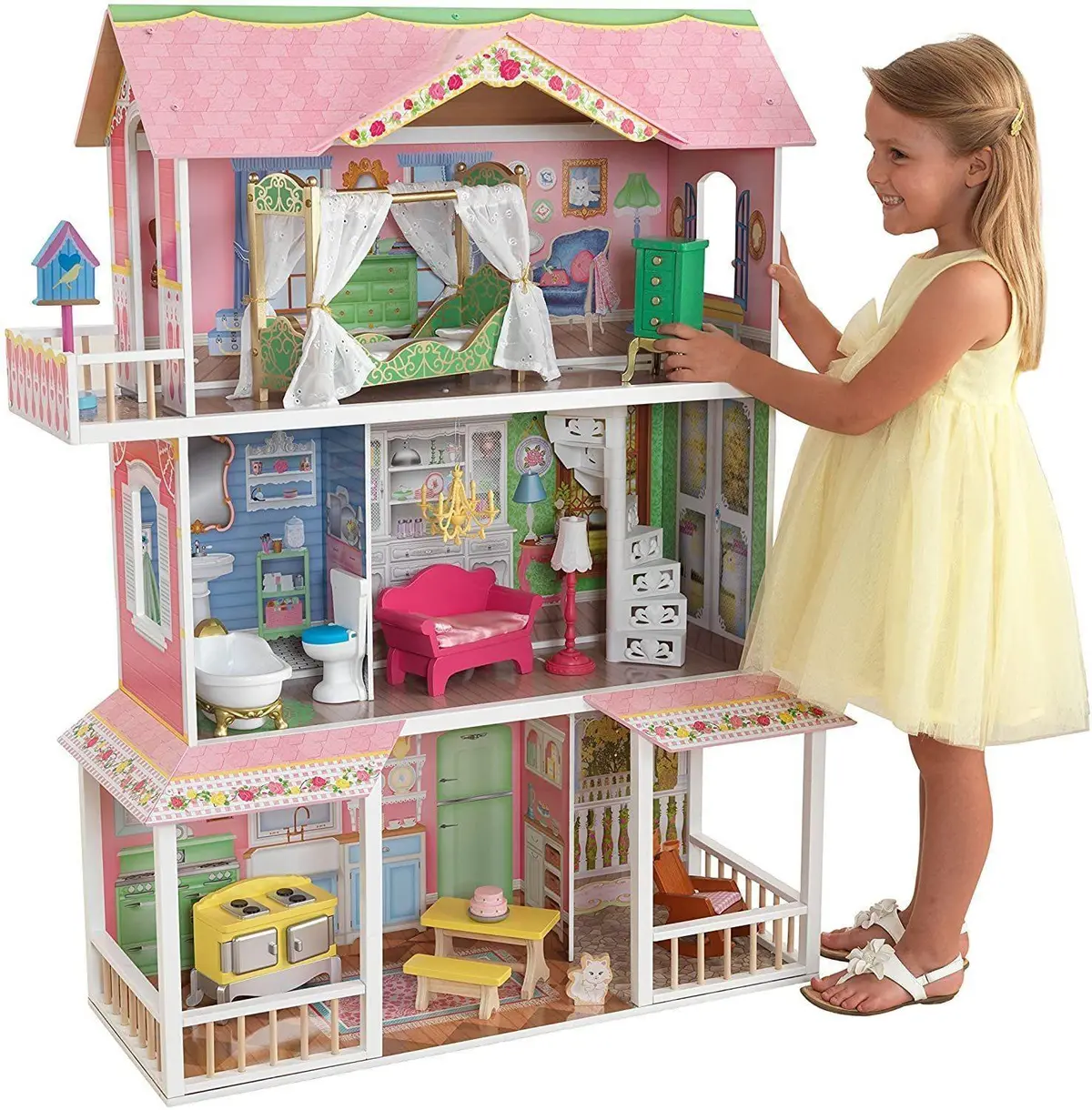 Kidkraft 65851 Sweet Savannah Wooden Dolls House With Furniture 1