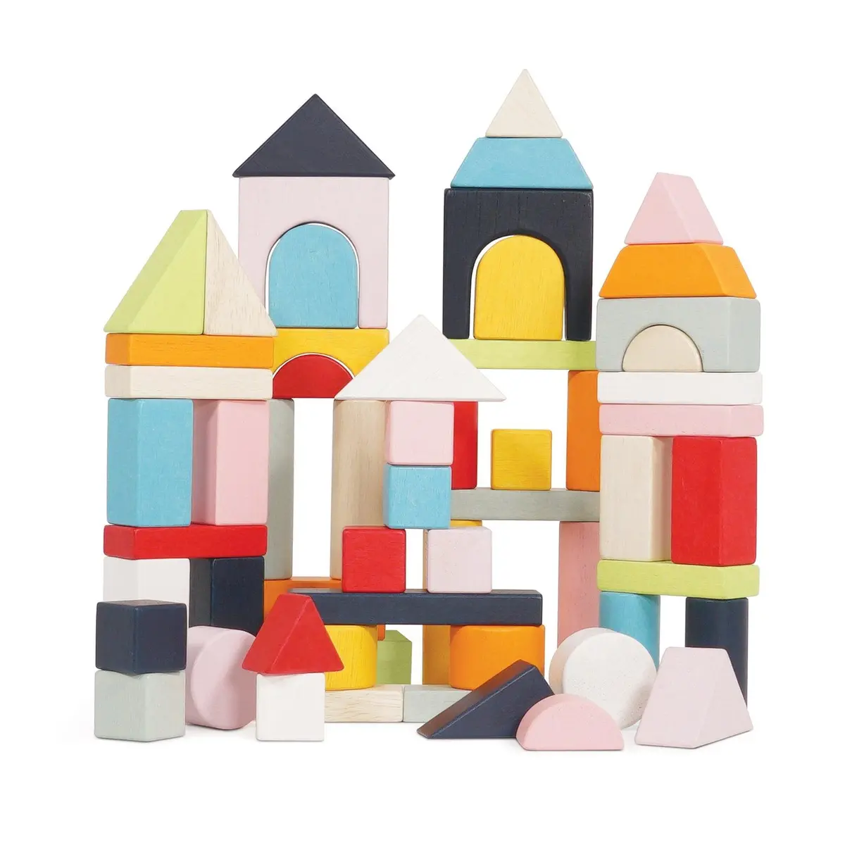 Le Toy Van 60 Wooden Building Blocks & Cotton Bag 1