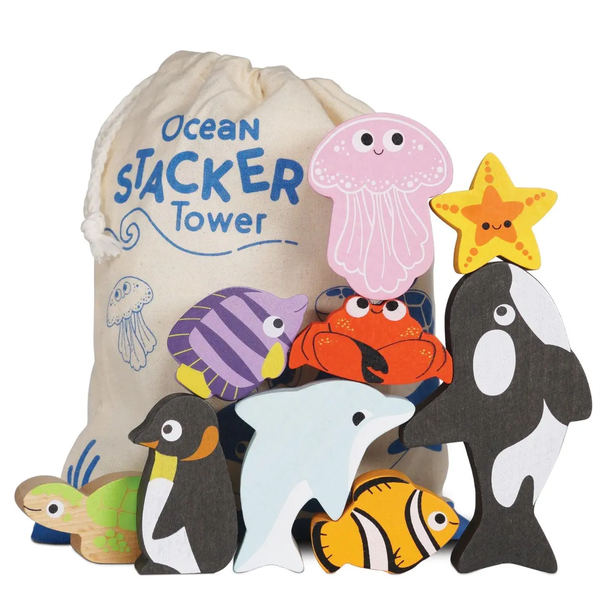 Le Toy Van Ocean Wooden Animal Stacking Toy 1