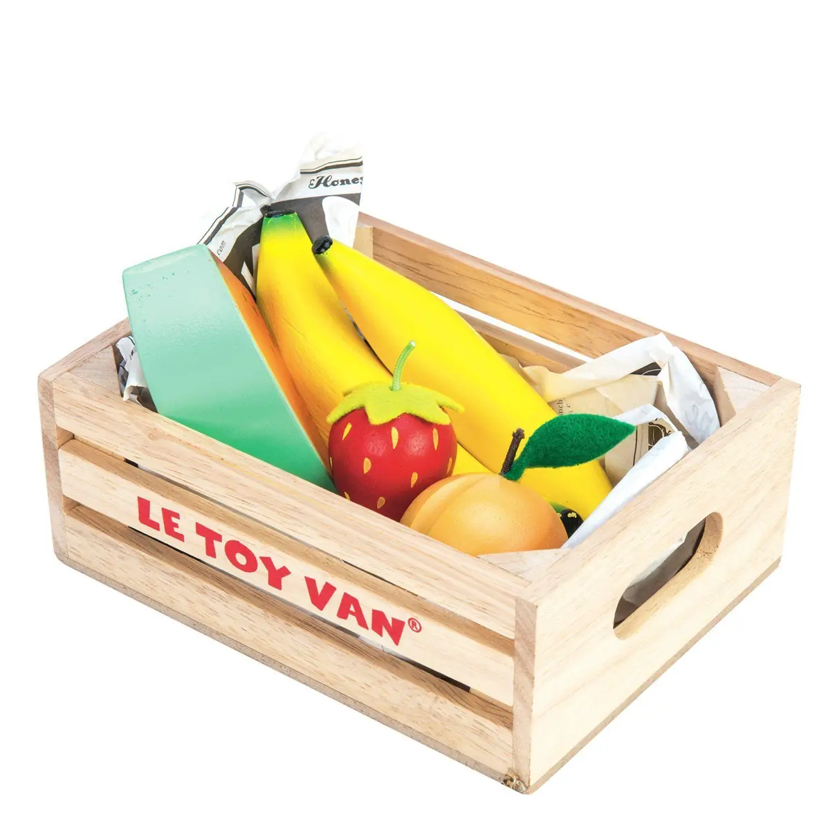 Le Toy Van Wooden Honeybee Market Fruits '5 A Day' Crate Education 1