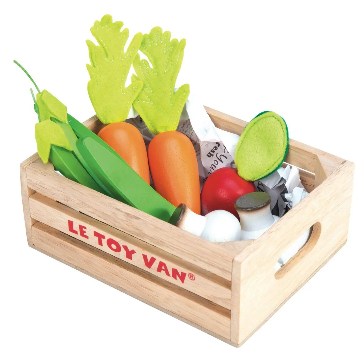 Le Toy Van - Wooden Honeybee Market Vegetables '5 A Day' Crate Education 1