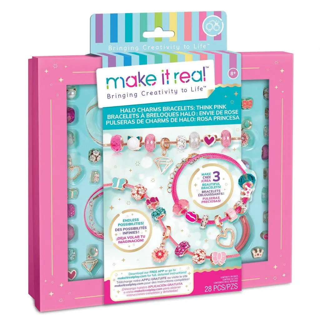 Make It Real Halo Charms Jewellery Bracelets Think Pink 1