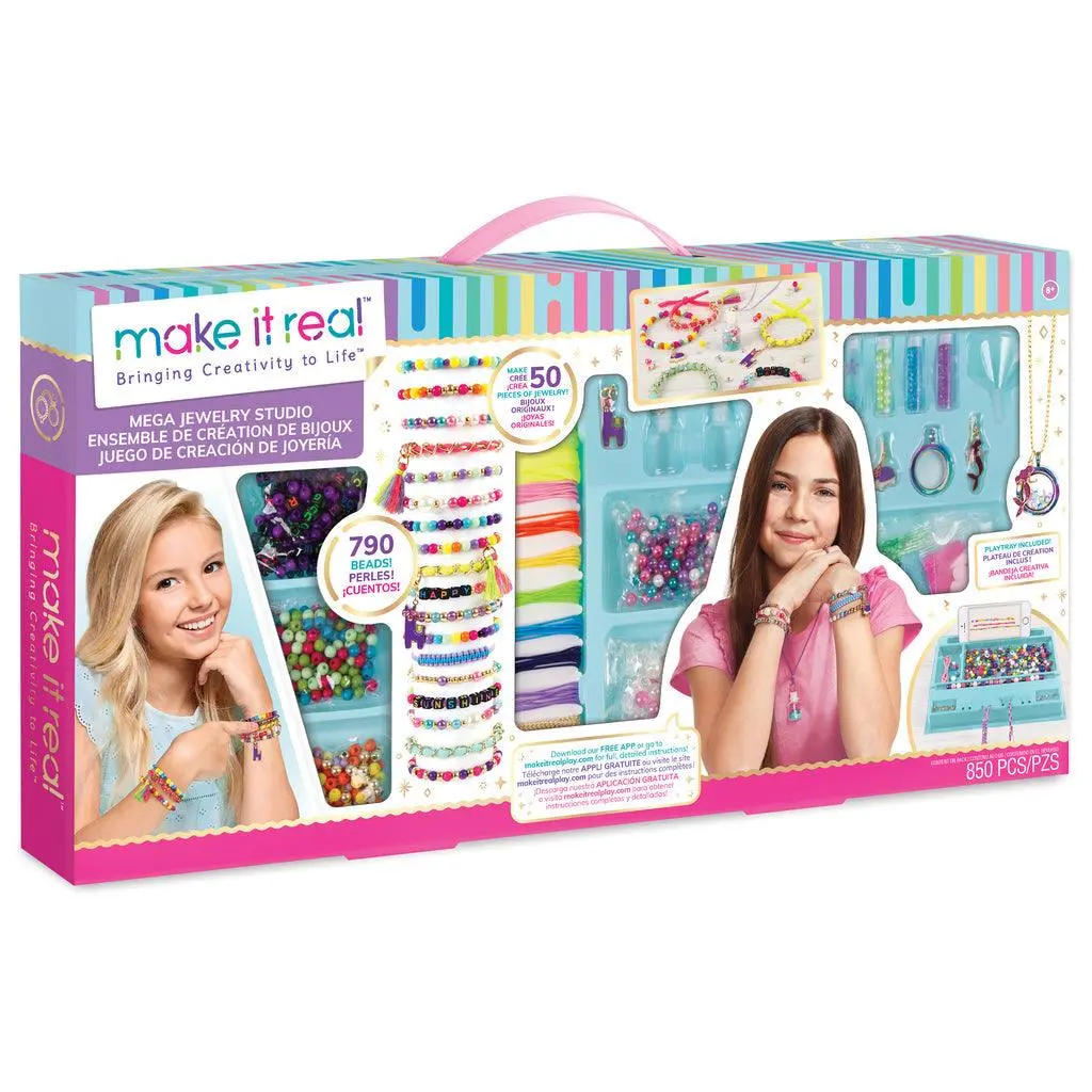 Make It Real Mega Jewellery Studio - Diy Bead Necklace And Bracelet Making Kit Arts & Crafts 1