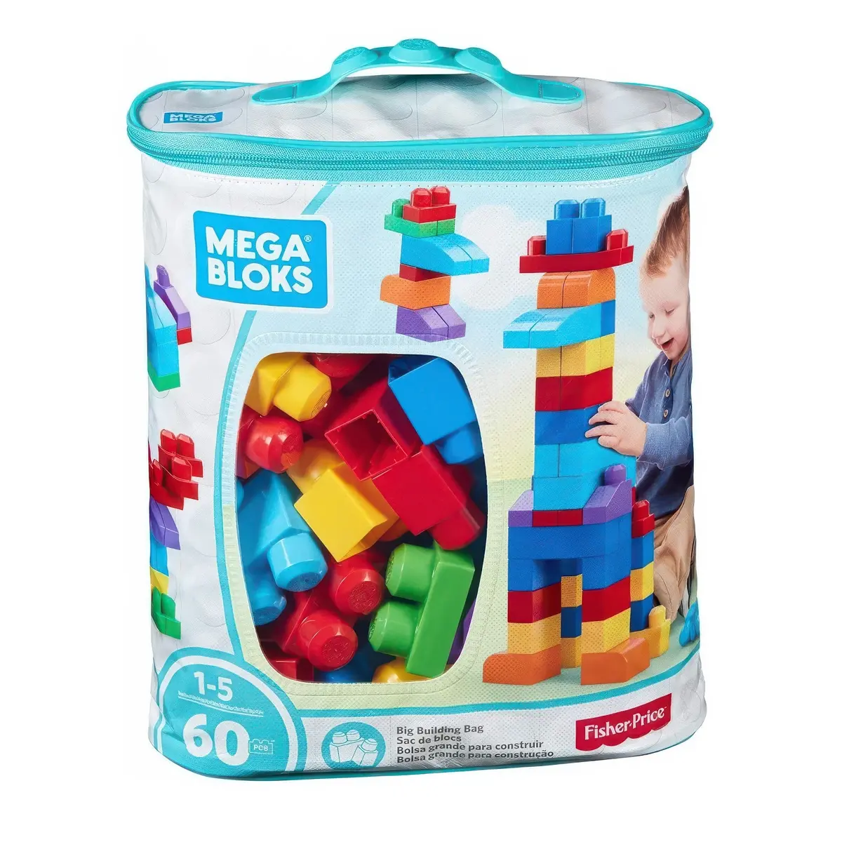 Mega Bloks Building Bag 60 Pieces - Blue 1