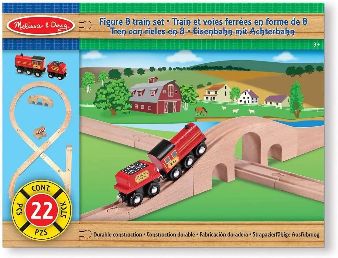 Melissa & Doug 10703 Classic Wooden Figure Eight Train Set 1