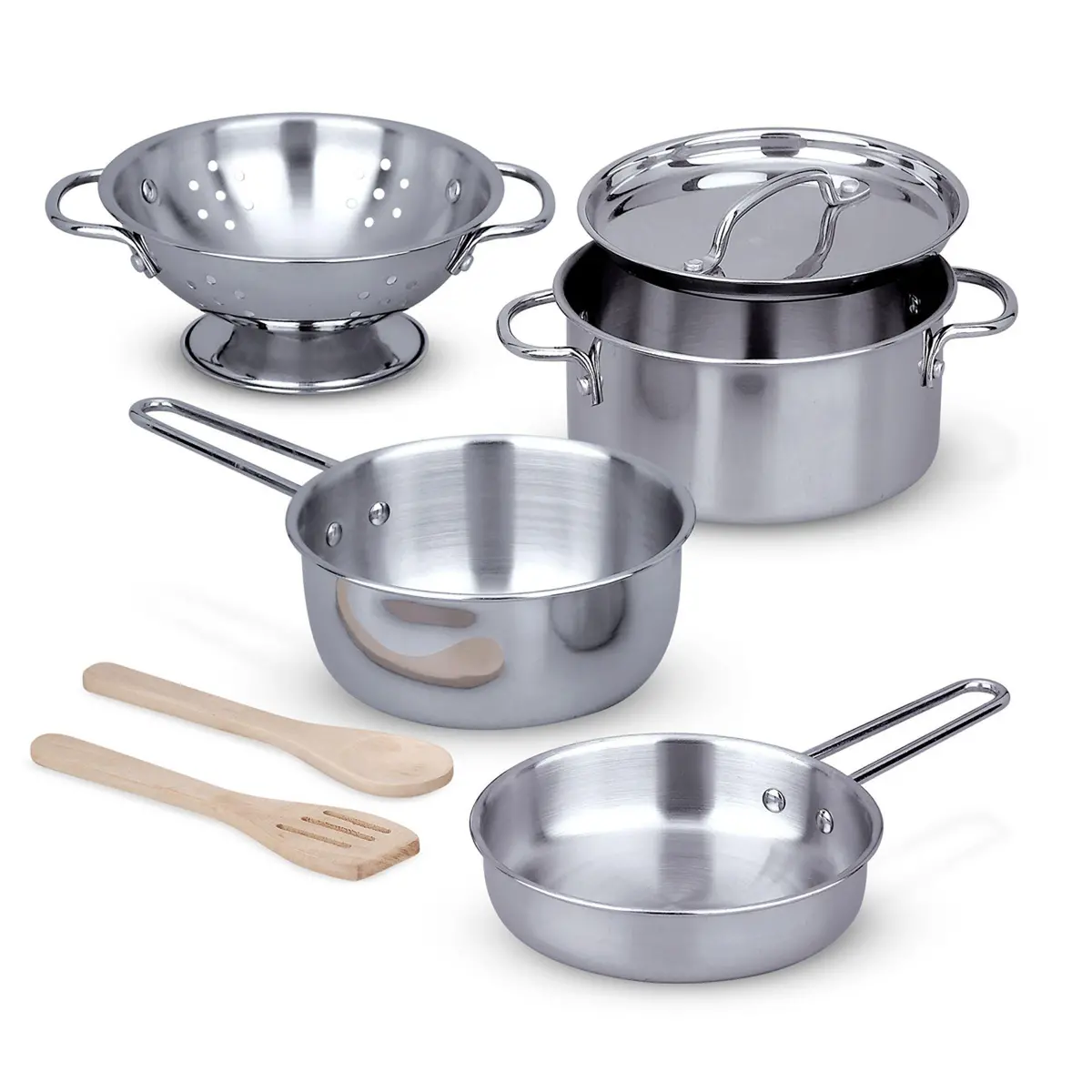 Melissa & Doug 14265 Let's Play House! Stainless Steel Pots & Pans Play Set Pretend Play 1