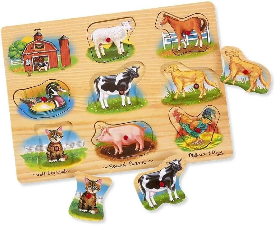 Melissa & Doug Classic Farm Sound Puzzle 8 Pieces 1