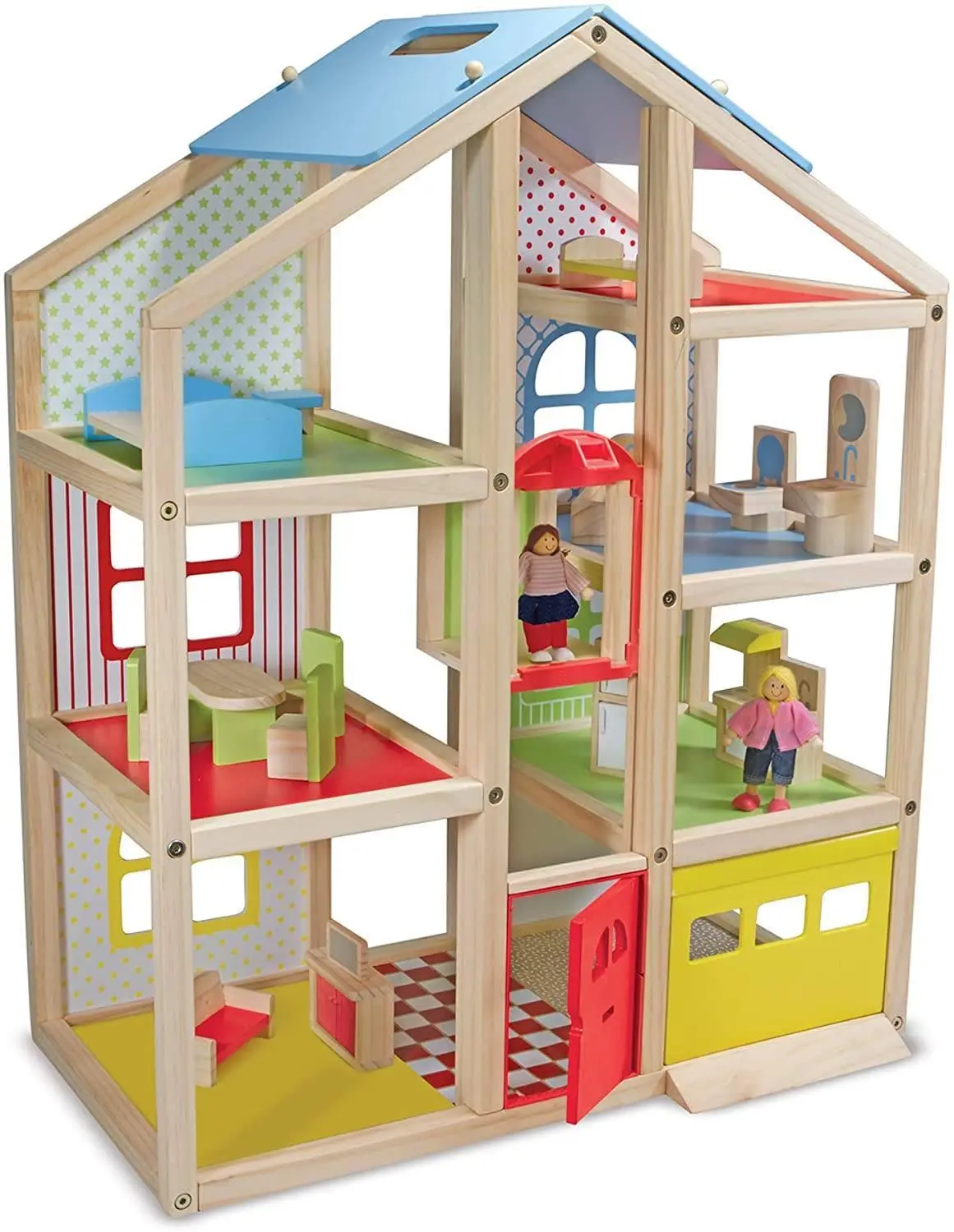 Melissa & Doug Hi-Rise Wooden Dollhouse And Furniture Set 1