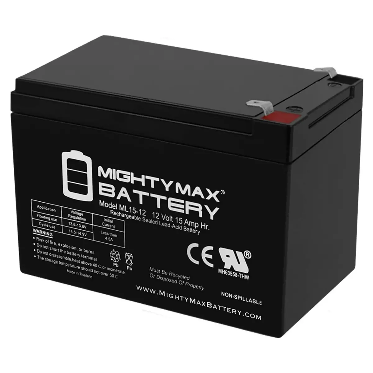 Mighty Max 12V 15Ah Sealed Lead Acid Battery 1
